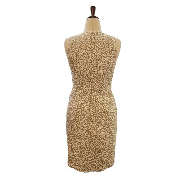 J. Crew Women's Cream Basketweave Leopard Sleeveless Sheath Pencil Dress Size 10 - Picture 2 of 10